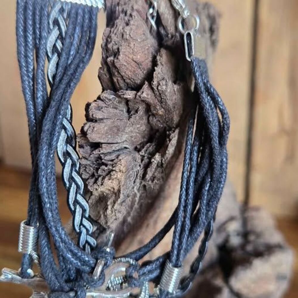 Boho Aromatherapy Multi-Strand Charm Bracelet Black